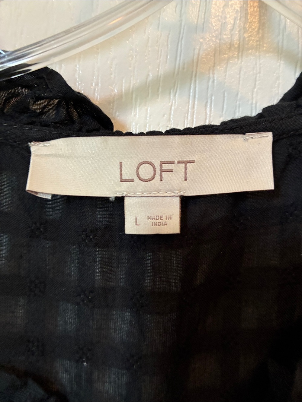 LOFT Black Ruffled Button-Front Flutter Sleeve Top - Picture 3 of 5